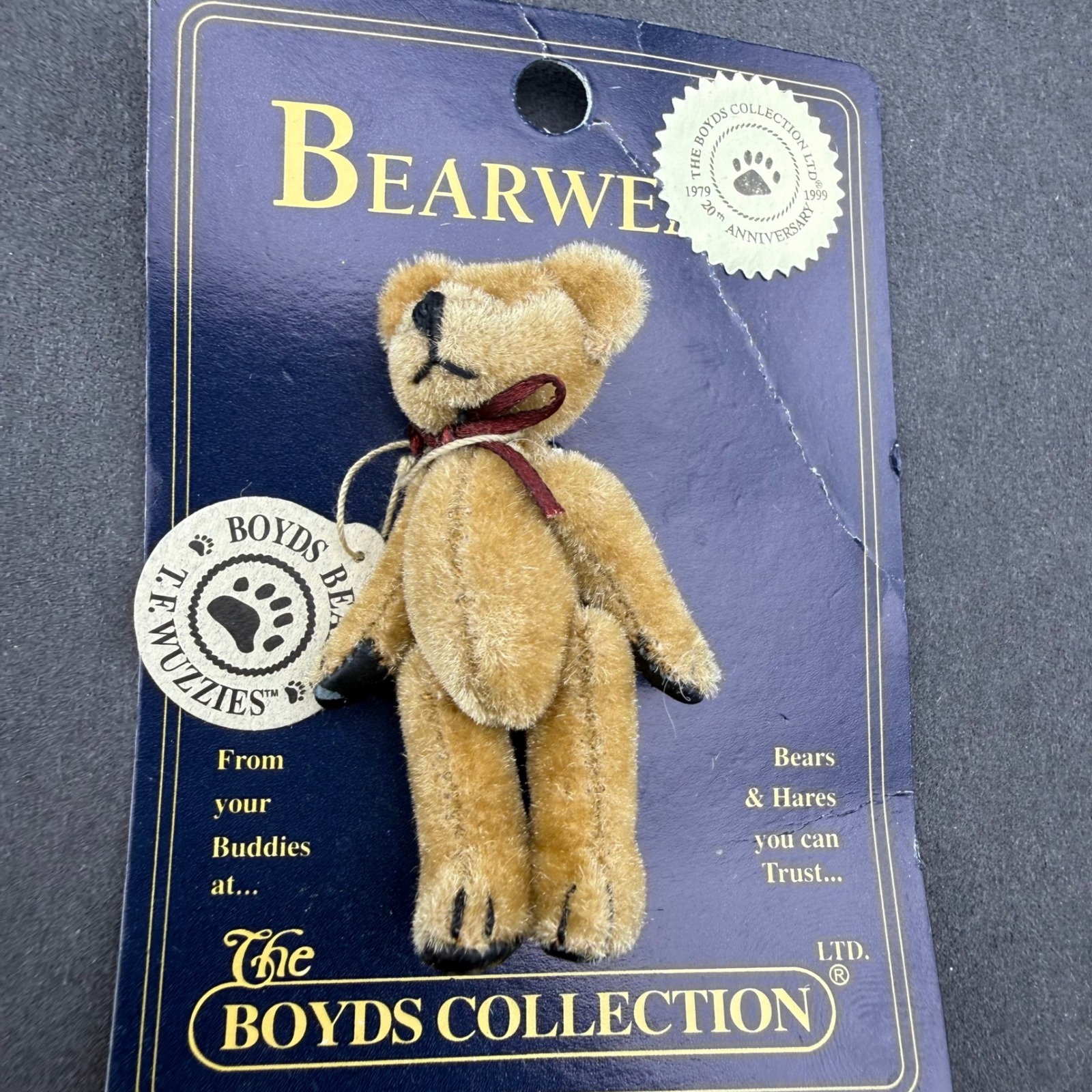 Vintage Boyds Bears Tina F Wuzzie Fabric Pin Brooch 20th Anniversary 1999